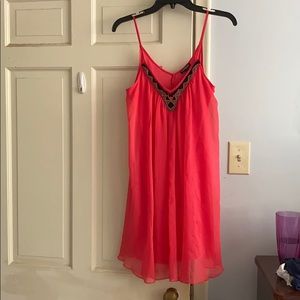 Express Coral beaded neckline dress